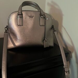 Kate Spade Silver Satchel with Structured Design
